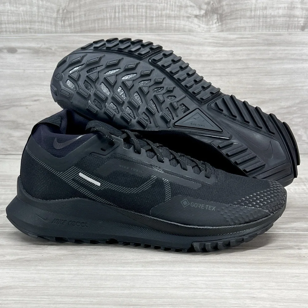 Nike React Pegasus Trail 4 GTX Black Running Shoes Waterproof Sz 9 HM9728 002